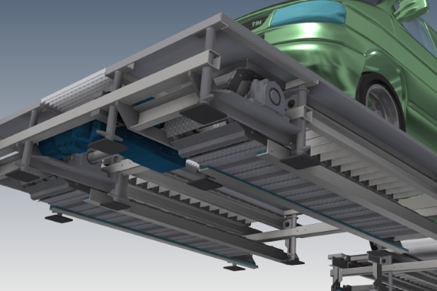 Podajnik łańcuchowy pojazdów